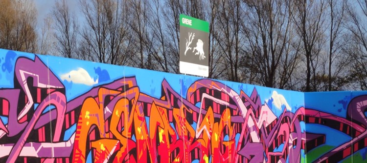 Graffitiværk på genbrugspladsen