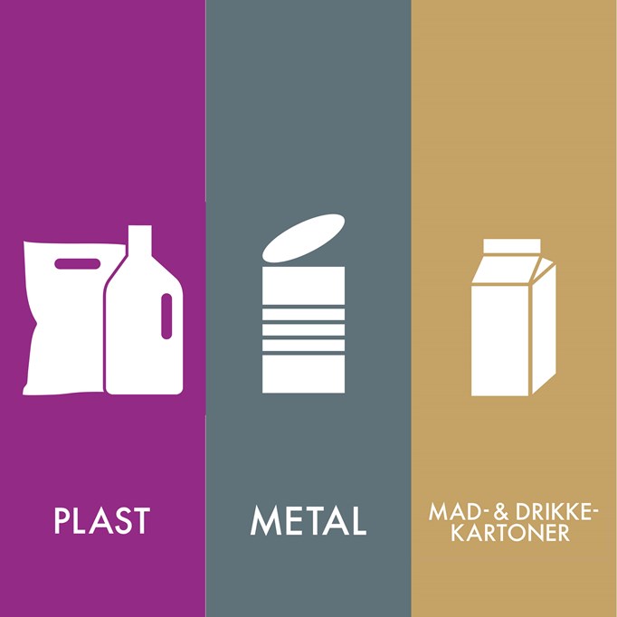 Plast, metal og mad- & drikkekartoner-ikon